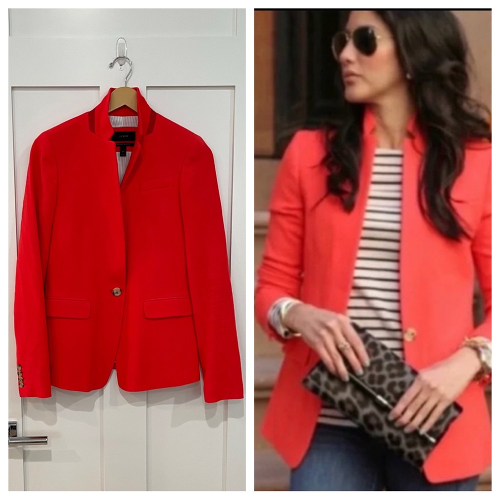 J. Crew Regent Wool Single Breasted Button Red Suit Jacket Blazer Coat 2 2T TALL